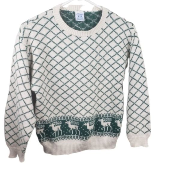 Vintage Other - 5/$25 Off White Reindeer Christmas Sweater Kid L